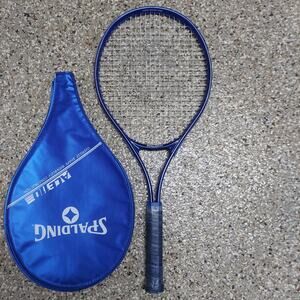 Spalding Ace 110 OS Senior L 4 4 1/2 27" Blue Tennis Racket Racquet + Cover EUC